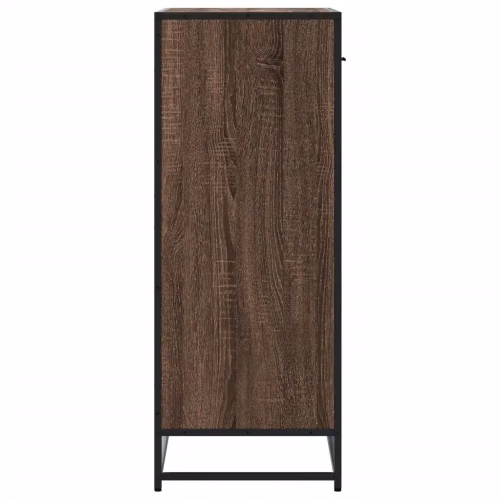 Berkfield Home Brown Oak Shoe Cabinet with Metal Accents, W/D/H: 75 x 38 x 97.5 cm – 4