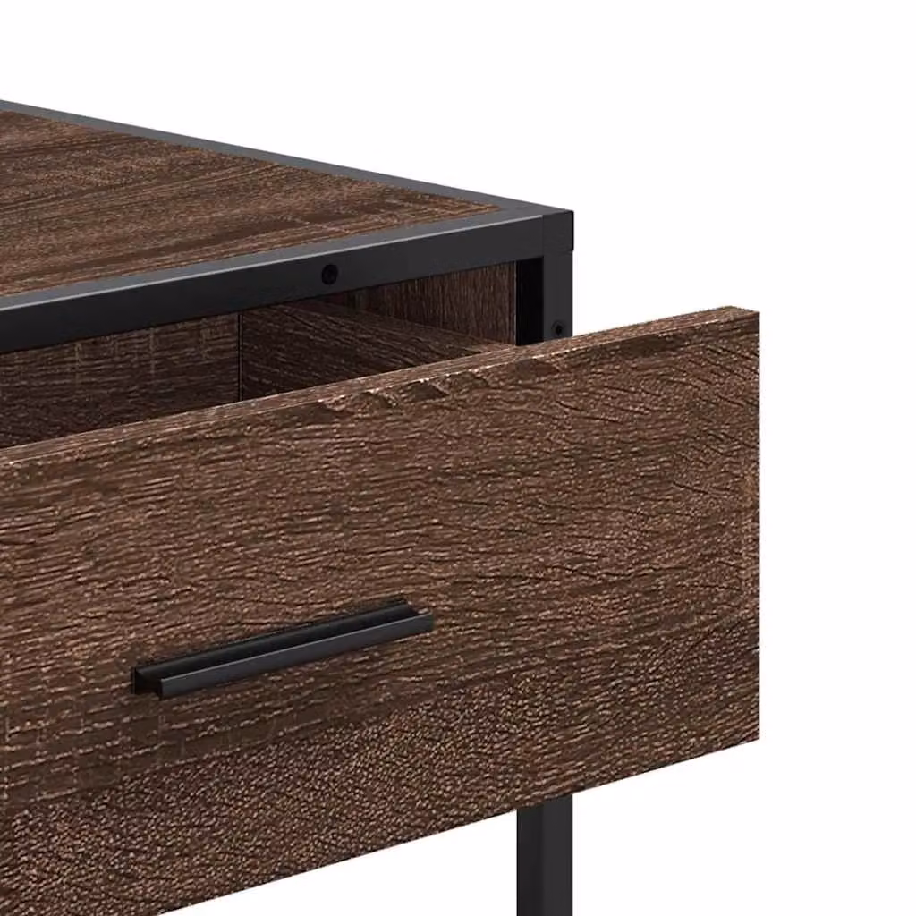 Berkfield Home Industrial Console Table in Brown Oak, W/D/H: 90 x 35 x 80 cm – 5