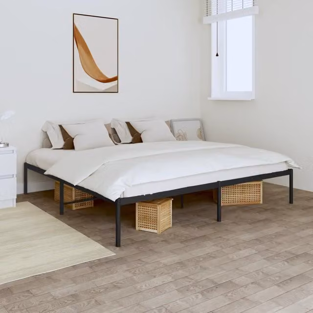Berkfield Home Metal Bed Frame, Black, W/D/H: 200 x 200 cm