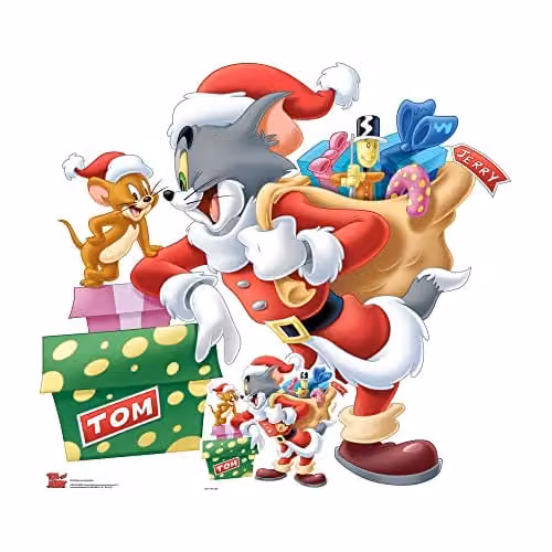 Star Cutouts SC4193 Tom and Jerry Merry Christmas Small Cardboard Cutout Multicolour Festive Decoration