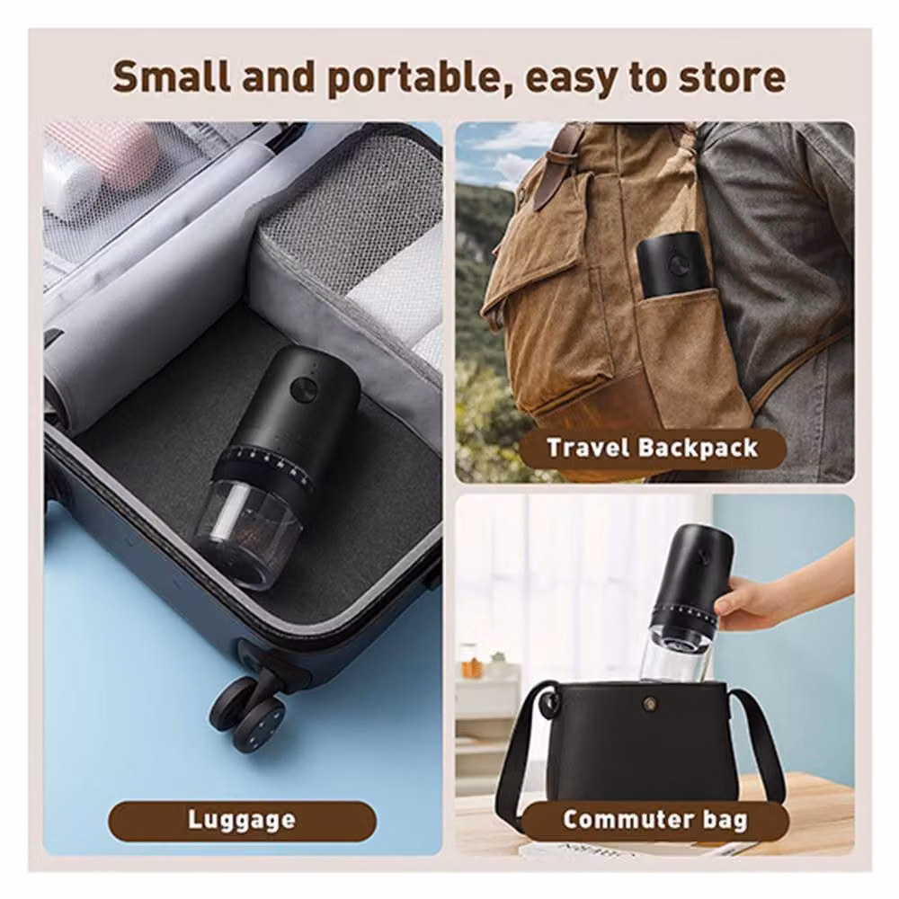 Dragodirect Portable Rechargeable Electric Coffee Grinder with Conical Ceramic Burr in Black – 7