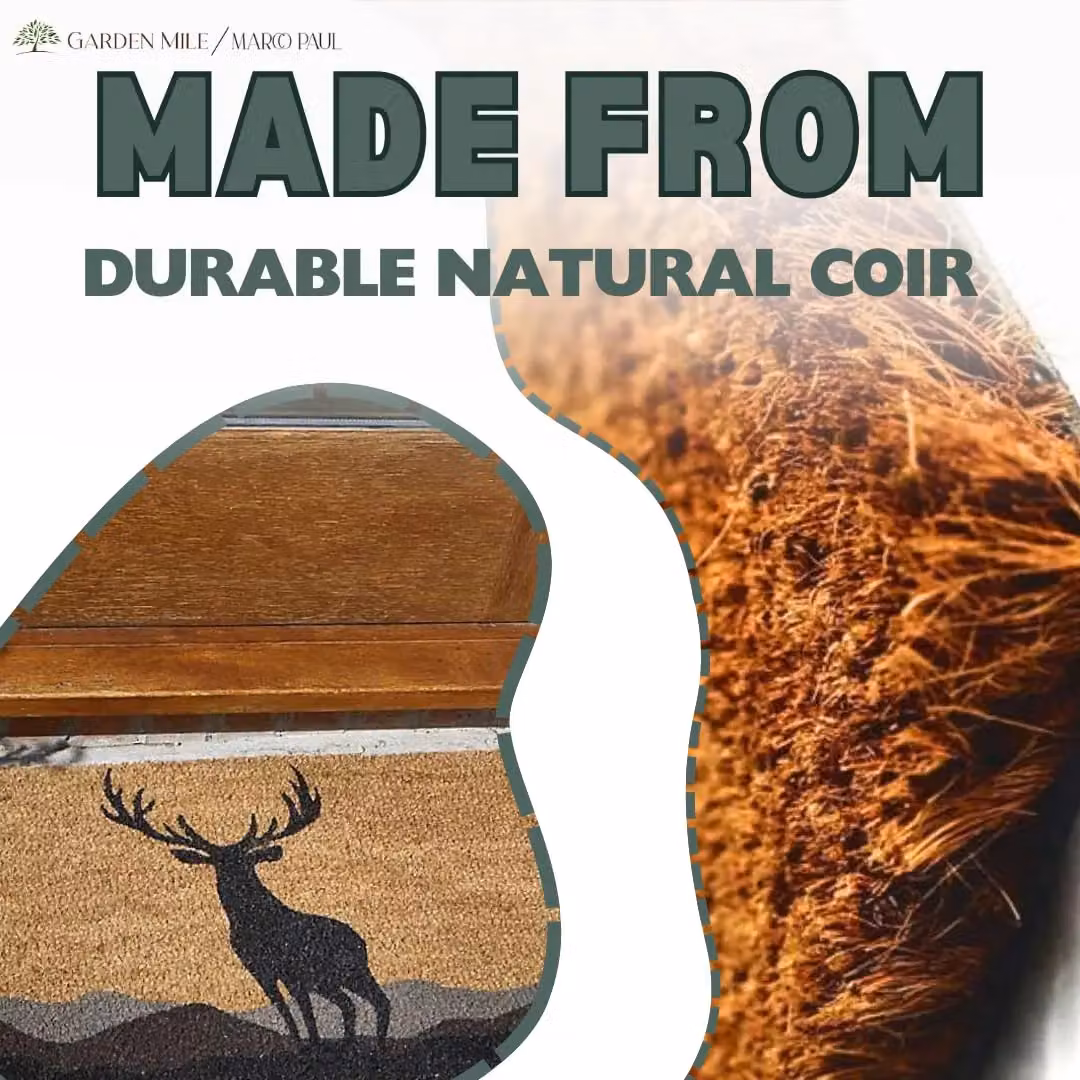 Marco Paul Heavy Duty Coir Door Mat with Monarch Stag Design in Brown, W: 75.0 cm, D: 45.0 cm – 6