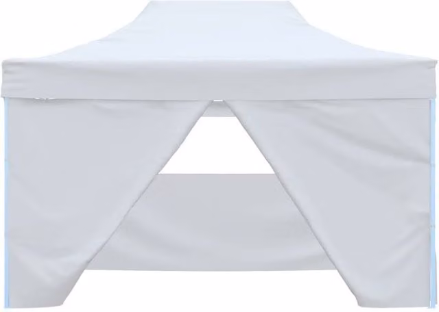 Berkfield Home Durable Foldable Party Tent with 4 Sidewalls and Windows, White, W: 4.5 m, D: 3 m, H: 2.1 m