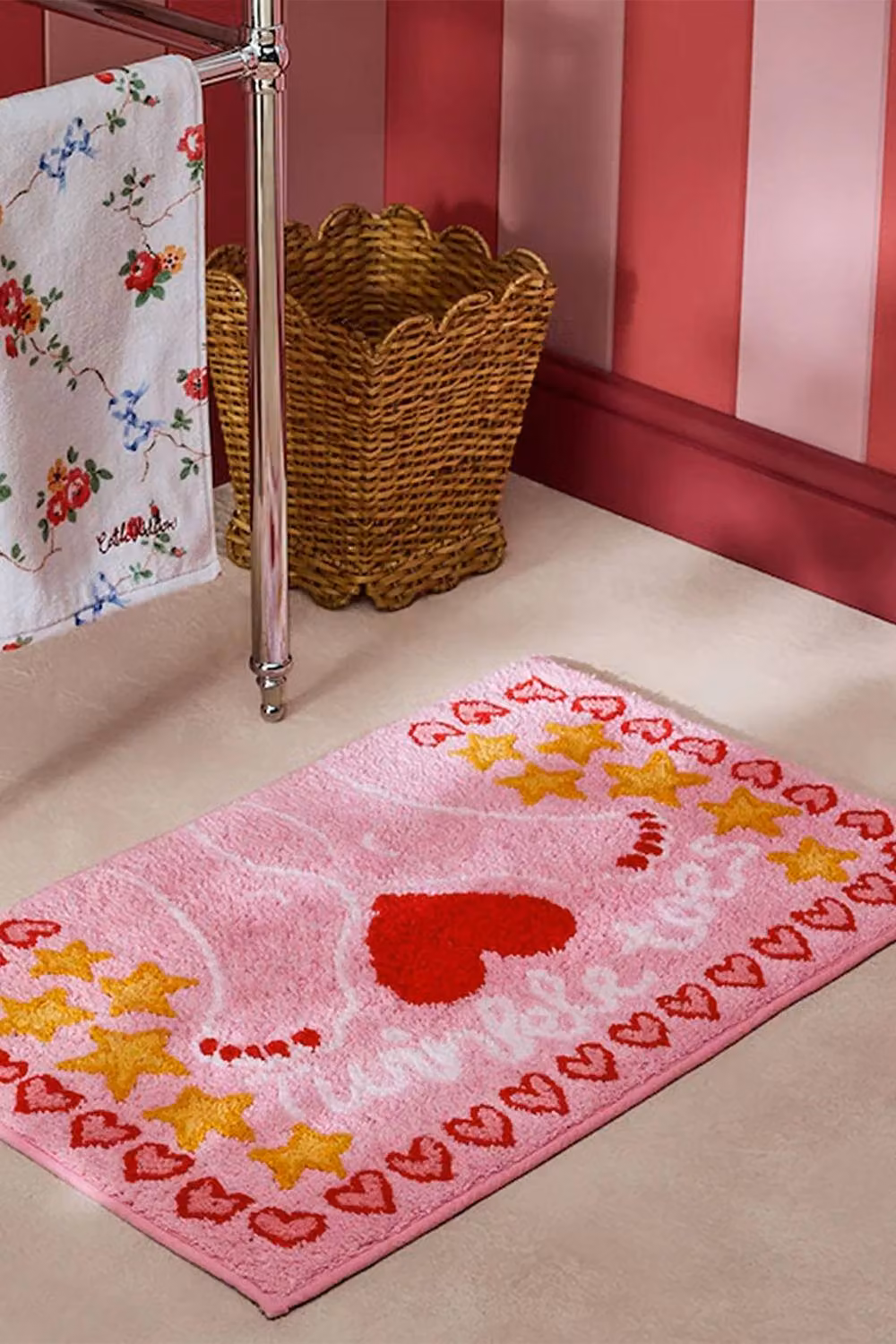 Cath Kidston Pink Star Cotton Non-Slip Bath Mat, W/D/H: 80.0 x 50.0 x 1.0 cm – 2