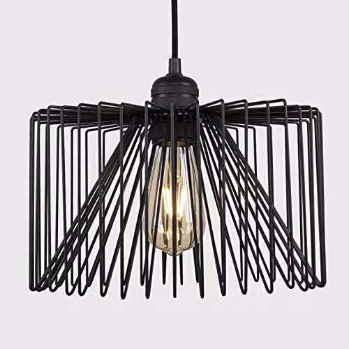 ValueLights Casco Black Industrial Metal Pendant Light with Cylinder Shade – 3