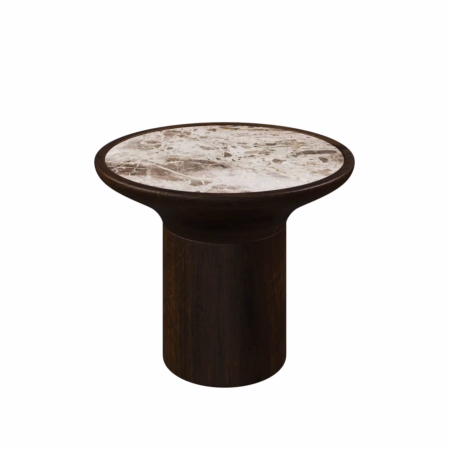 Dome Deco HAWERA Art Deco Side Table with Brown Marble Top