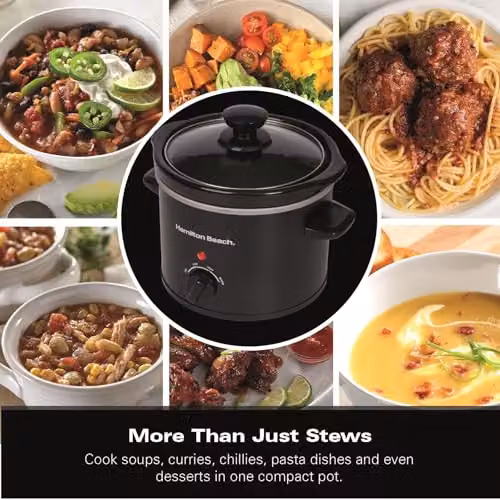 Hamilton Beach Mighty Mini Slow Cooker, 1.8L, Black, HBSC020B – 7