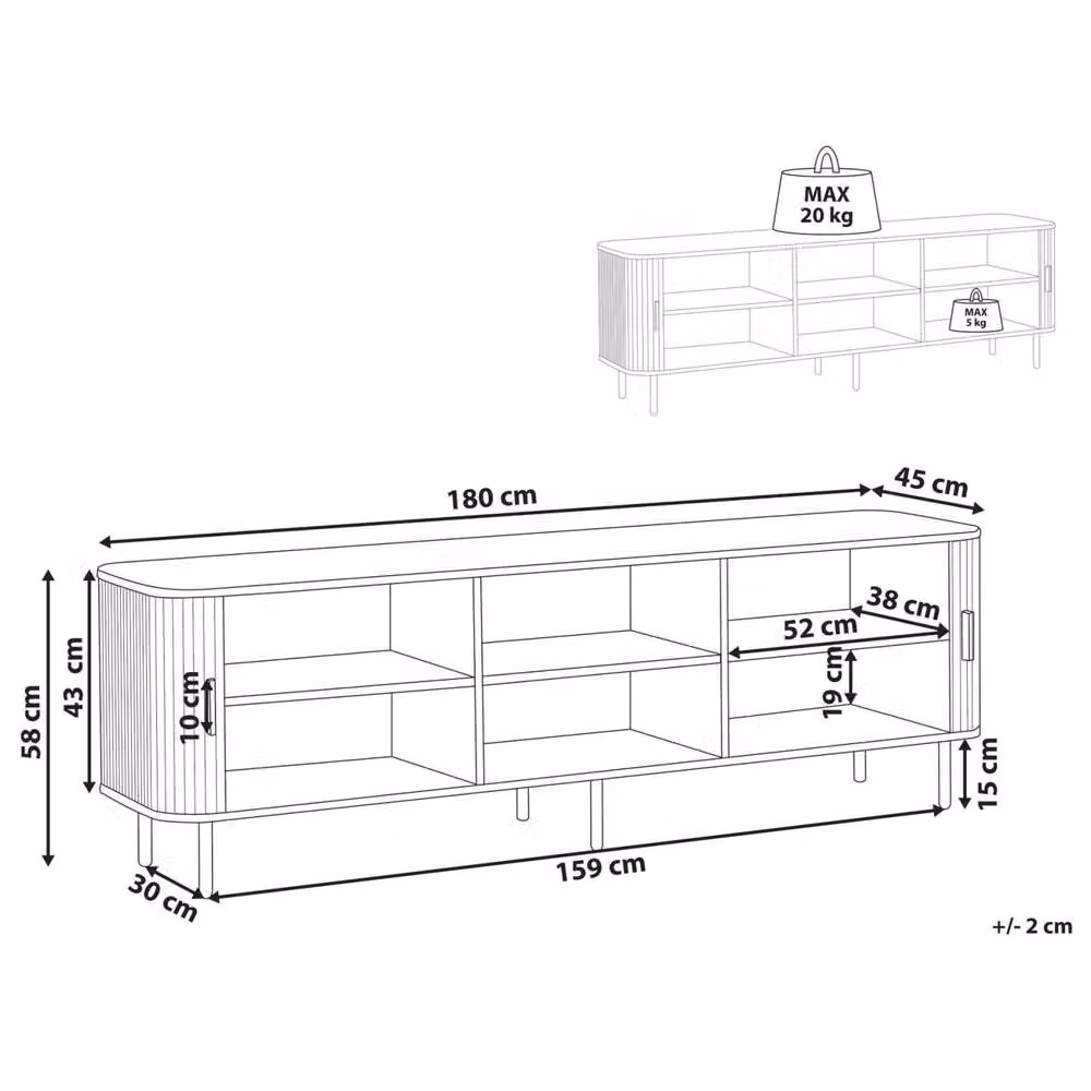 Wyld and Coco Black MDF TV Stand with Metal Legs and Sliding Doors – 2