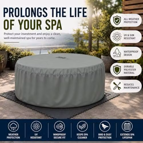 SHATCHI Thermal Round Hot Tub Cover in Grey, W/D/H: 190 x 70 x 70 cm – 9