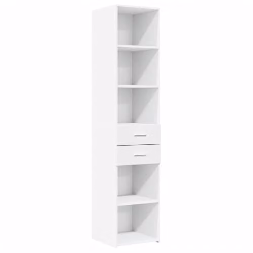 vidaXL Modern White Highboard in MDF with Internal Shelves and Doors, W/D/H: 40.0 x 42.5 x 185.0 cm