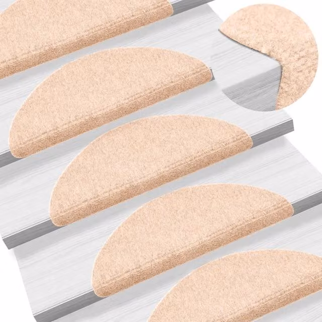 Berkfield Home Self-adhesive Needle Punch Stair Mats, Brown, 5 Pack, W: 56 cm, D: 17 cm, H: 3 cm