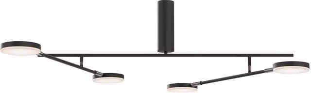 Netlighting Fad Modern 2 Arm Bar Semi Flush Ceiling Light in Black with Warm White LED 3000K 1450lm
