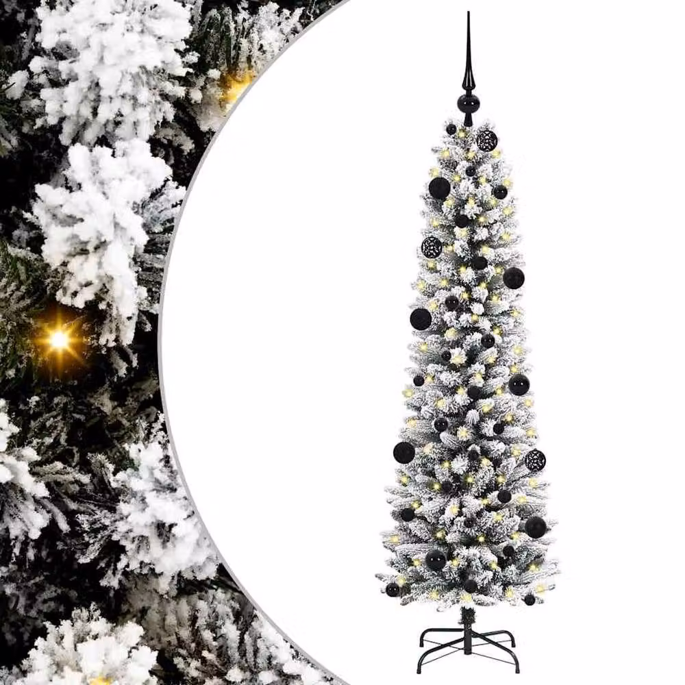 Berkfield Home Artificial Christmas Tree with 150 LEDs in Green, White and Black, Height: 150 cm – 2