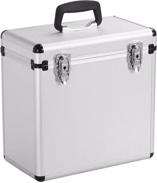 Nordara Silver Vinyl LP Storage Case for 12 inch DJ Records with Handles