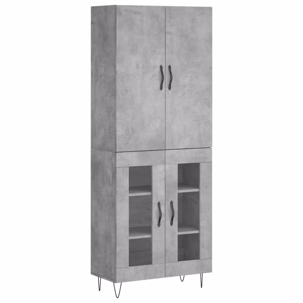 Berkfield Home Industrial Highboard in Concrete Grey, W/D/H: 69.5 x 34 x 180 cm – 3