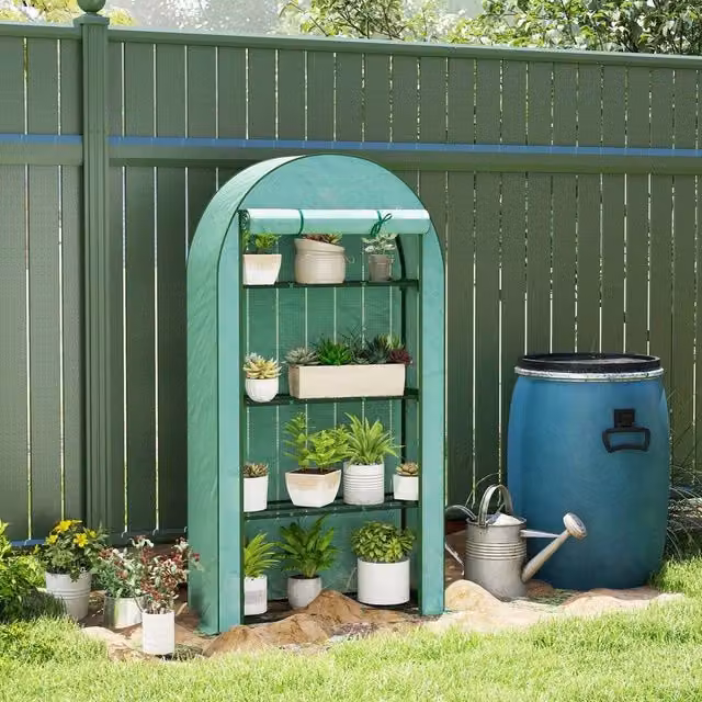 EONLION 4 Tier Mini Greenhouse with Reinforced PE Cover in Green, W: 100 cm, H: 160 cm, D: 45 cm