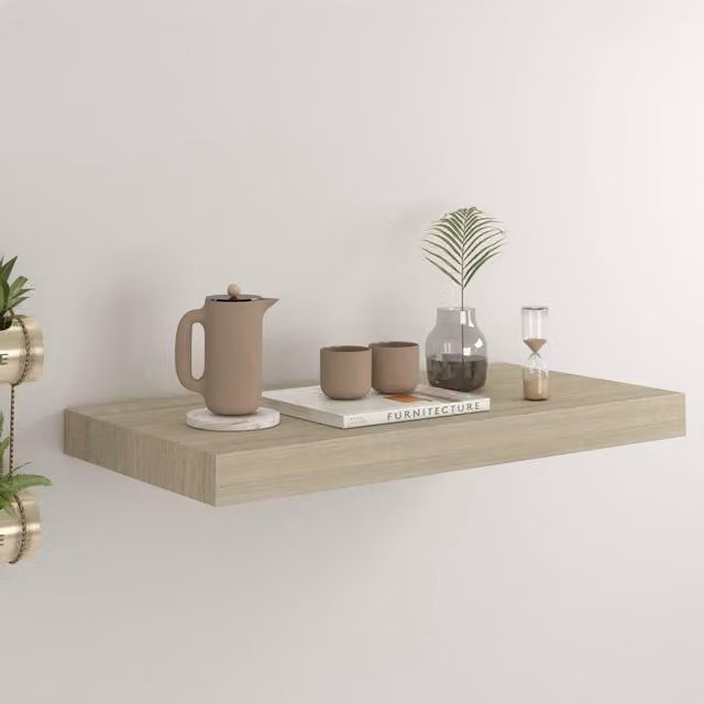 Berkfield Home Floating Wall Shelf in Oak Brown MDF, W: 50 cm, D: 23 cm, H: 3.8 cm