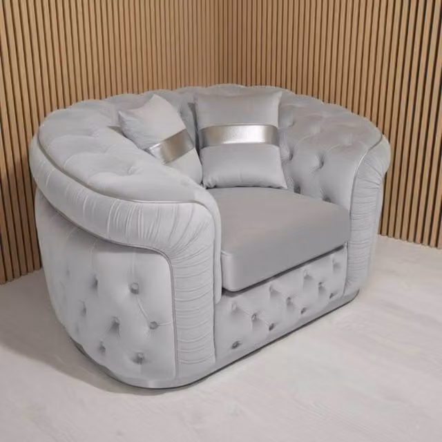 Stratus Interiors Ambassador Chesterfield Sofa in Silver Grey Velvet