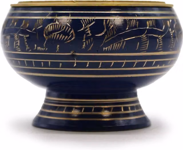 KDMD Chakra Tall Charcoal Incense Jar in Blue and Gold – 3