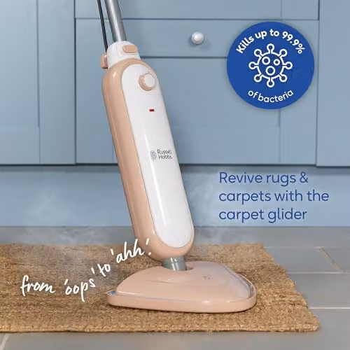 Russell Hobbs Steam Mop Broom in Pink with 1400W Power and 350ml Water Tank – 3