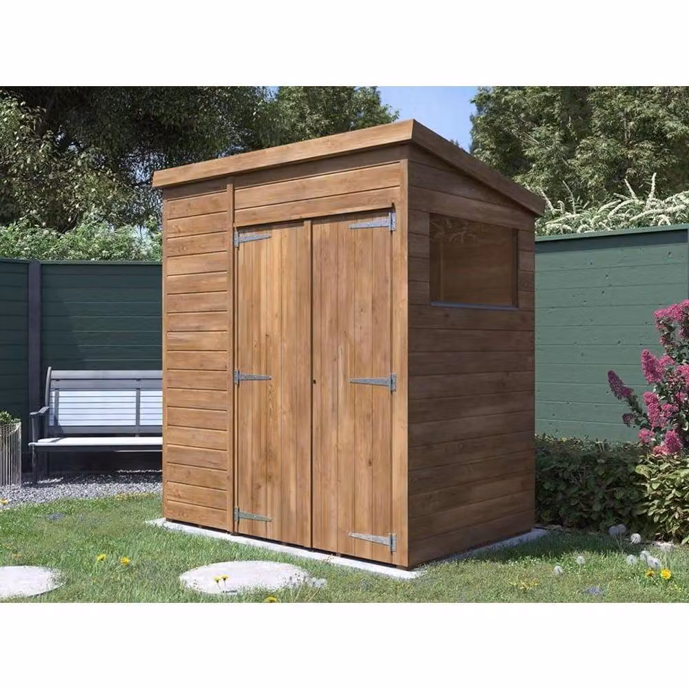 Dunster House Overlord Modular Pent Garden Storage Shed in Brown, W/D/H: 180 x 121 x 204 cm – 4