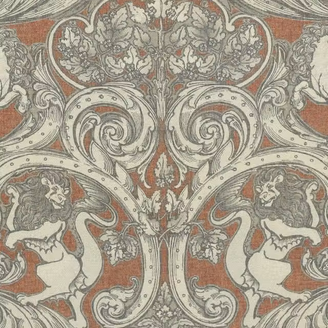 HOUSE Llewelyn-Bowen Menagerie Artois Printed Fabric in Scarlet and Orange