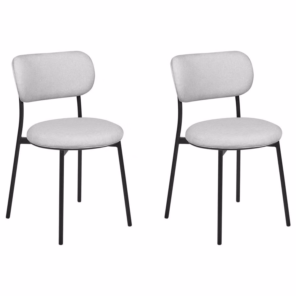 Wyld and Coco Set of 2 Grey Polyester Armless Dining Chairs with Metal Legs – 2