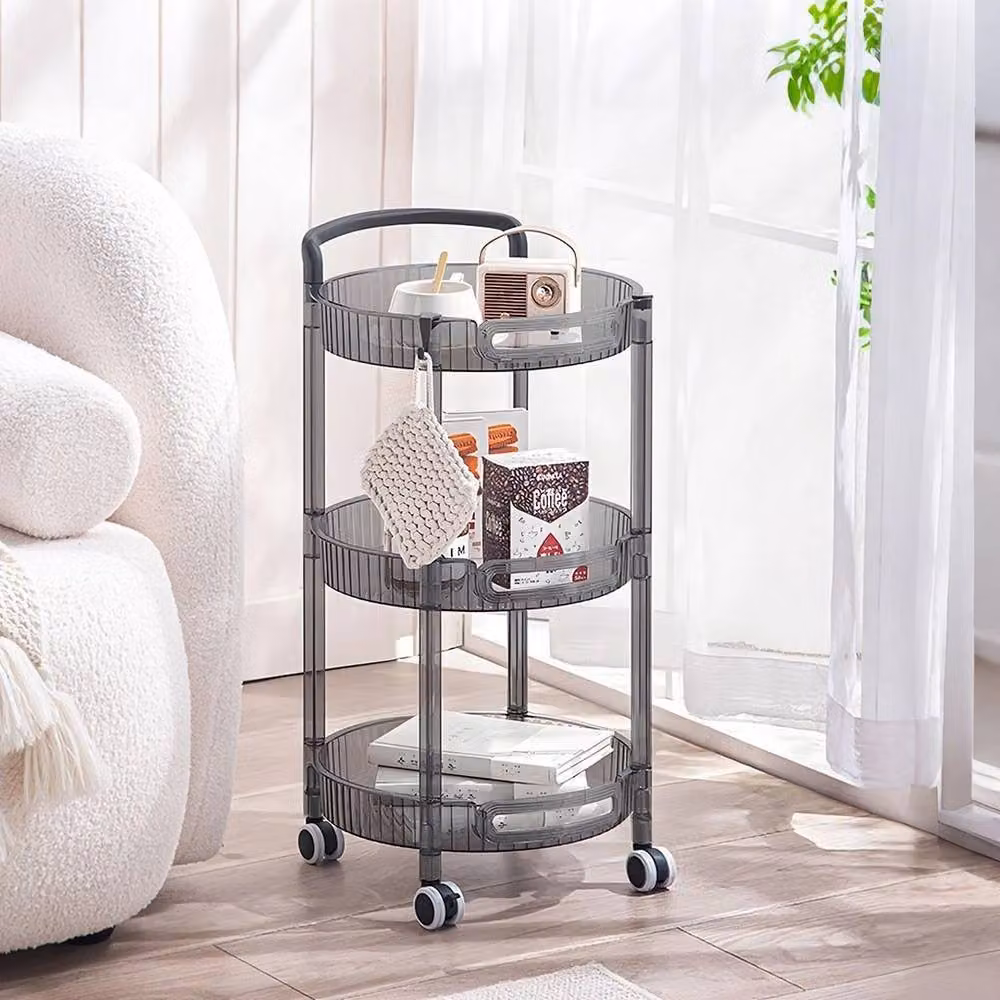 KORVIXA 3 Tier Utility Storage Cart with Wheels in Grey – 4