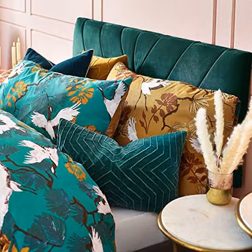 Riva Home Demoiselle Reversible Polycotton Duvet Cover and Pillowcase Set, Petrol Blue, W: 137 cm – 2