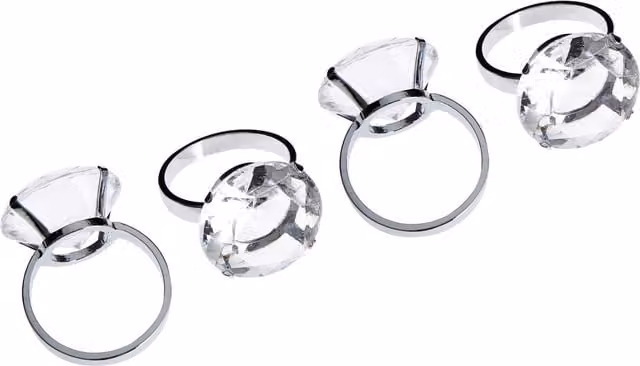 Orsina Set of Four Sapphire Diamante Napkin Rings in Silver and Clear