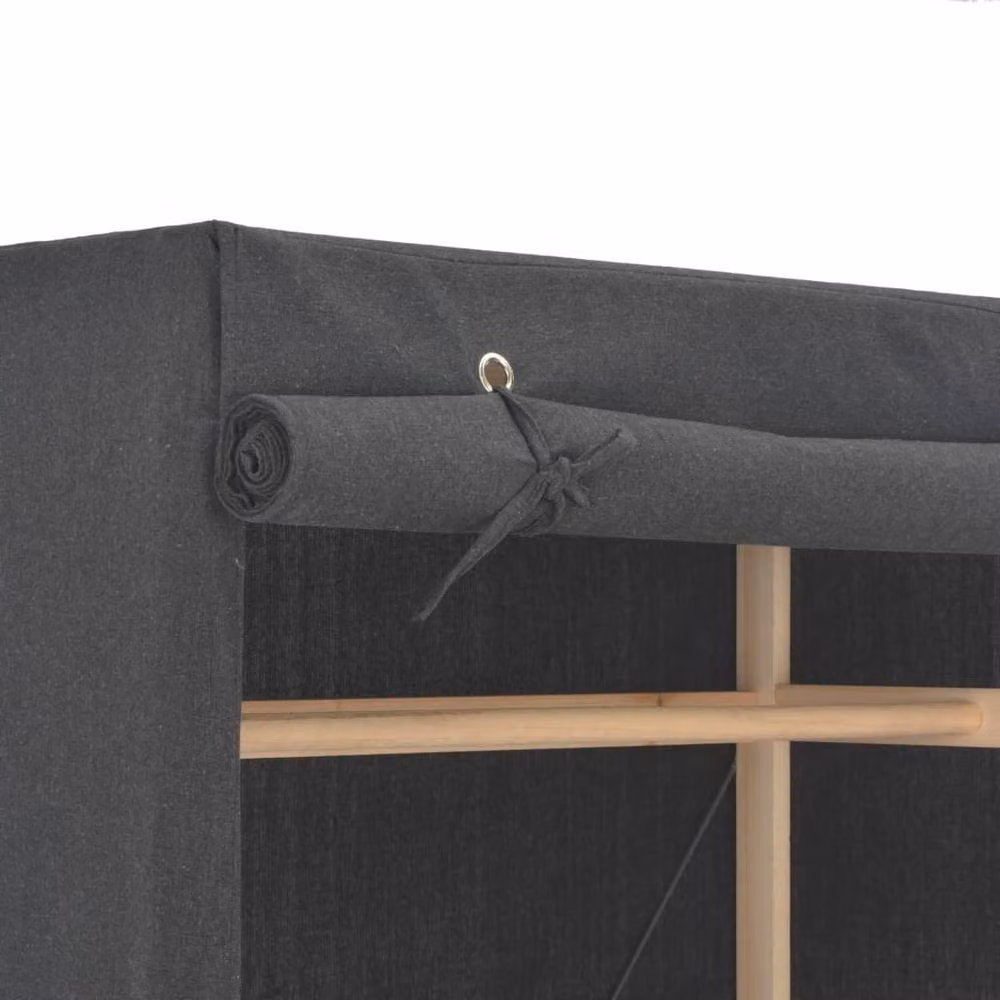 Berkfield Home Grey Fabric Wardrobe with Roll Shutter and Hanging Rod, W/D/H: 79 x 40 x 170 cm – 3