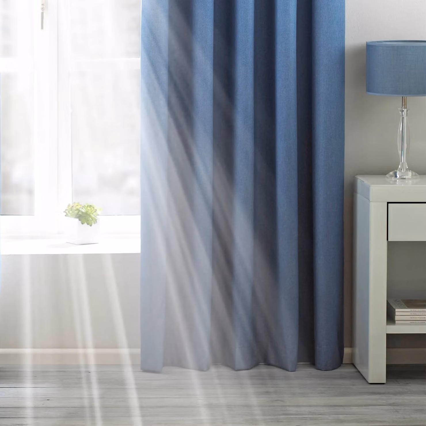 Essentials Twilight Thermal Blackout Eyelet Curtains in Mid Blue, Width: 168 cm, Drop: 229 cm – 3