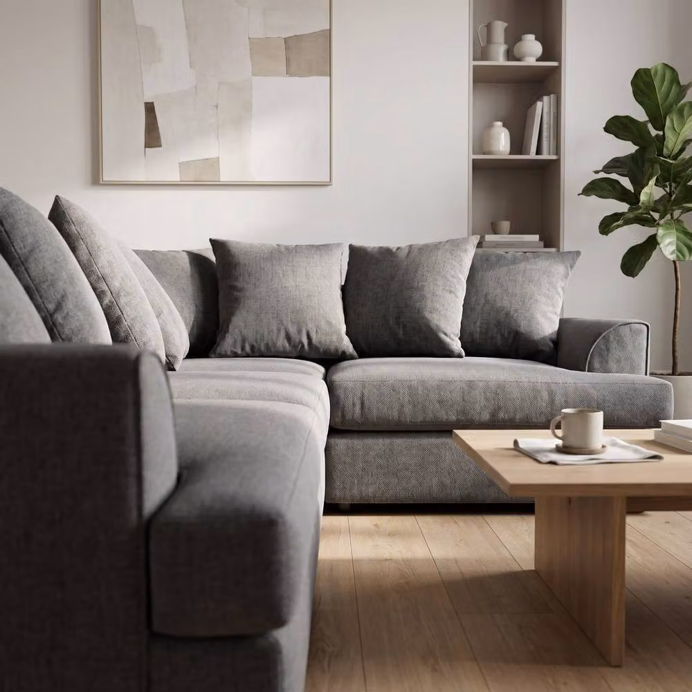 Abakus Direct Ferguson Relaxed Linen L-Shape Corner Sofa in Grey – 3