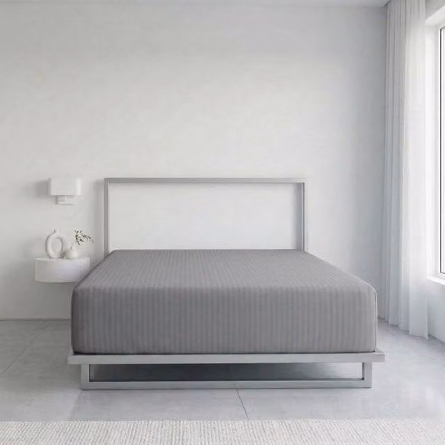 Snug City Grey Satin Stripe T250 Cotton Rich Extra Deep 30cm Fitted Sheet, Size: Double (140 x 200 cm)