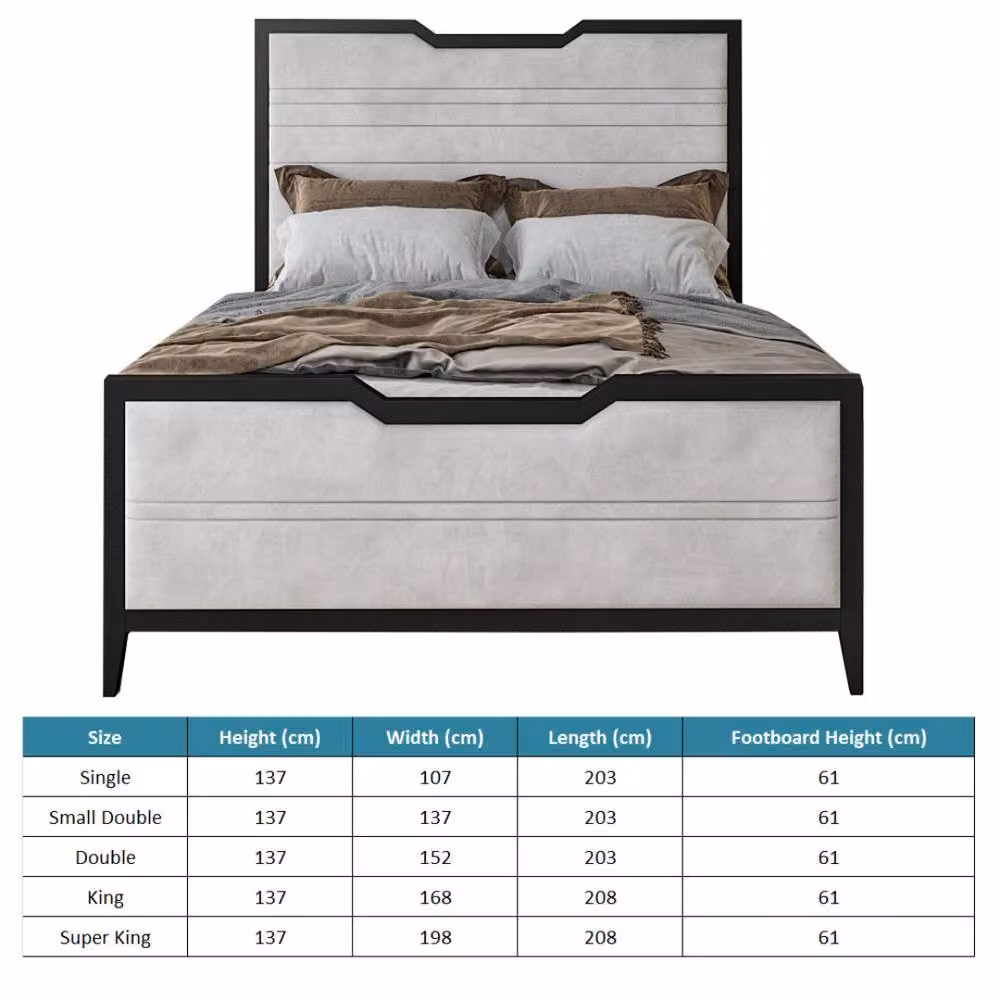 KDMD Linea Luxury Silver Metal and Fabric Bed Frame, W/D/H: 120 x 200 cm – 4
