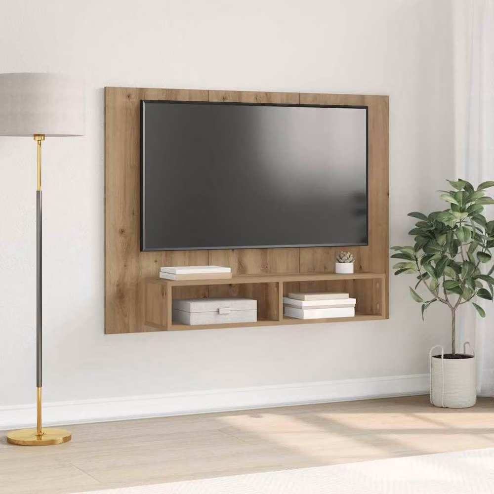Berkfield Home Artisan Oak Wall TV Cabinet in Brown, W: 120 cm, H: 90 cm, D: 23.5 cm – 2