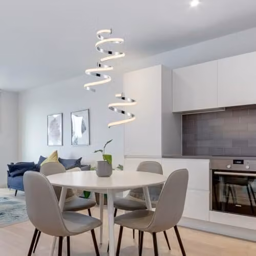 Cosylyte Nyah Modern Spiral Cluster LED Pendant Light, Chrome, W/D/H: 38 x 38 x 127 cm – 2