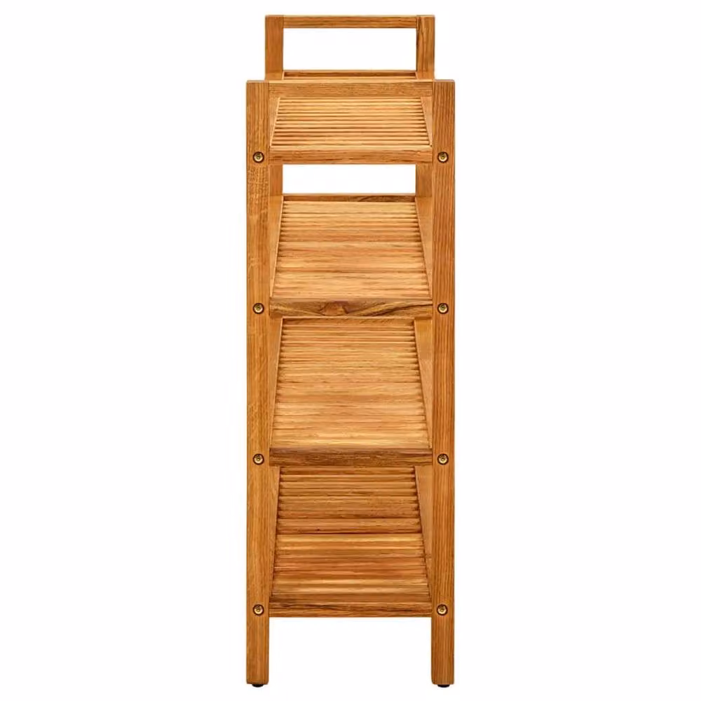 Berkfield Home Rustic Solid Oak Wood Shoe Rack in Brown with 4 Shelves, W: 100 cm, D: 27 cm, H: 80 cm – 2