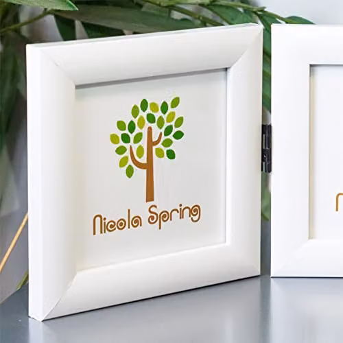 Nicola Spring Pack of 5 Folding 2-Photo Frames in White, Square Tabletop Design for 10 x 10 cm Photos – 4
