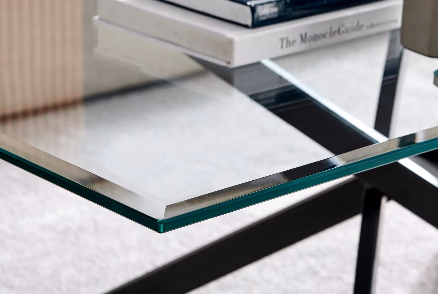 FurnitureboxUK Leonardo Rectangular Glass Coffee Table with Matt Metal Legs in Black, Gold or Transparent – 4