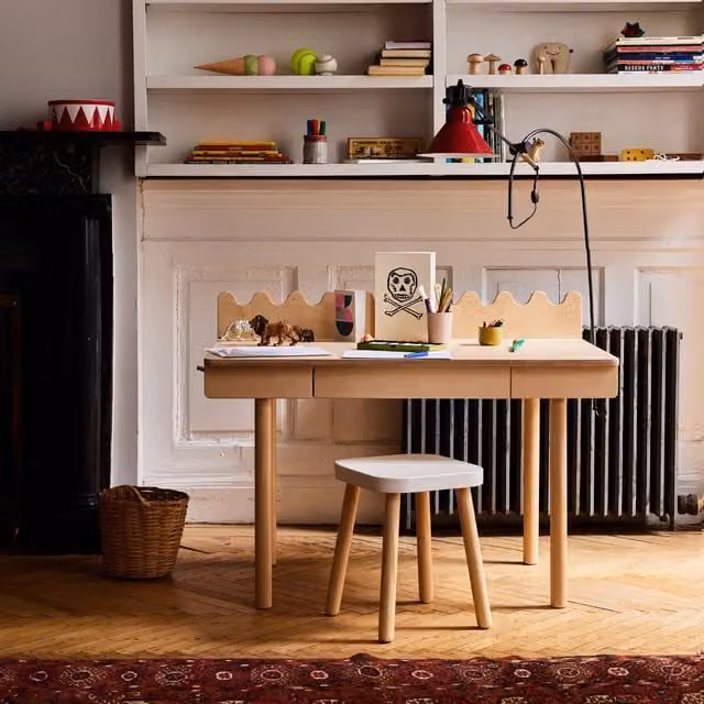 Oeuf NYC Moss Height Adjustable Childrens Desk in Birch Wood