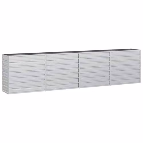 vidaXL Galvanised Steel Raised Bed in Silver, W: 320 cm, D: 40 cm, H: 77 cm