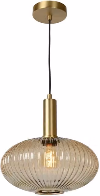 Lucide MALOTO Dimmable Adjustable Retro Pendant Light, Orange and Gold/Brass, E27 – 1