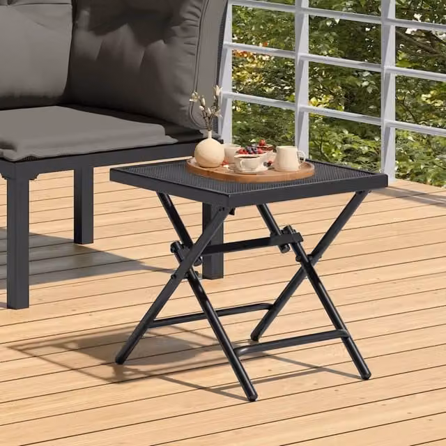 Berkfield Home Folding Garden Table in Anthracite Black Steel Mesh, W/D/H: 38 x 38 x 38 cm – 1