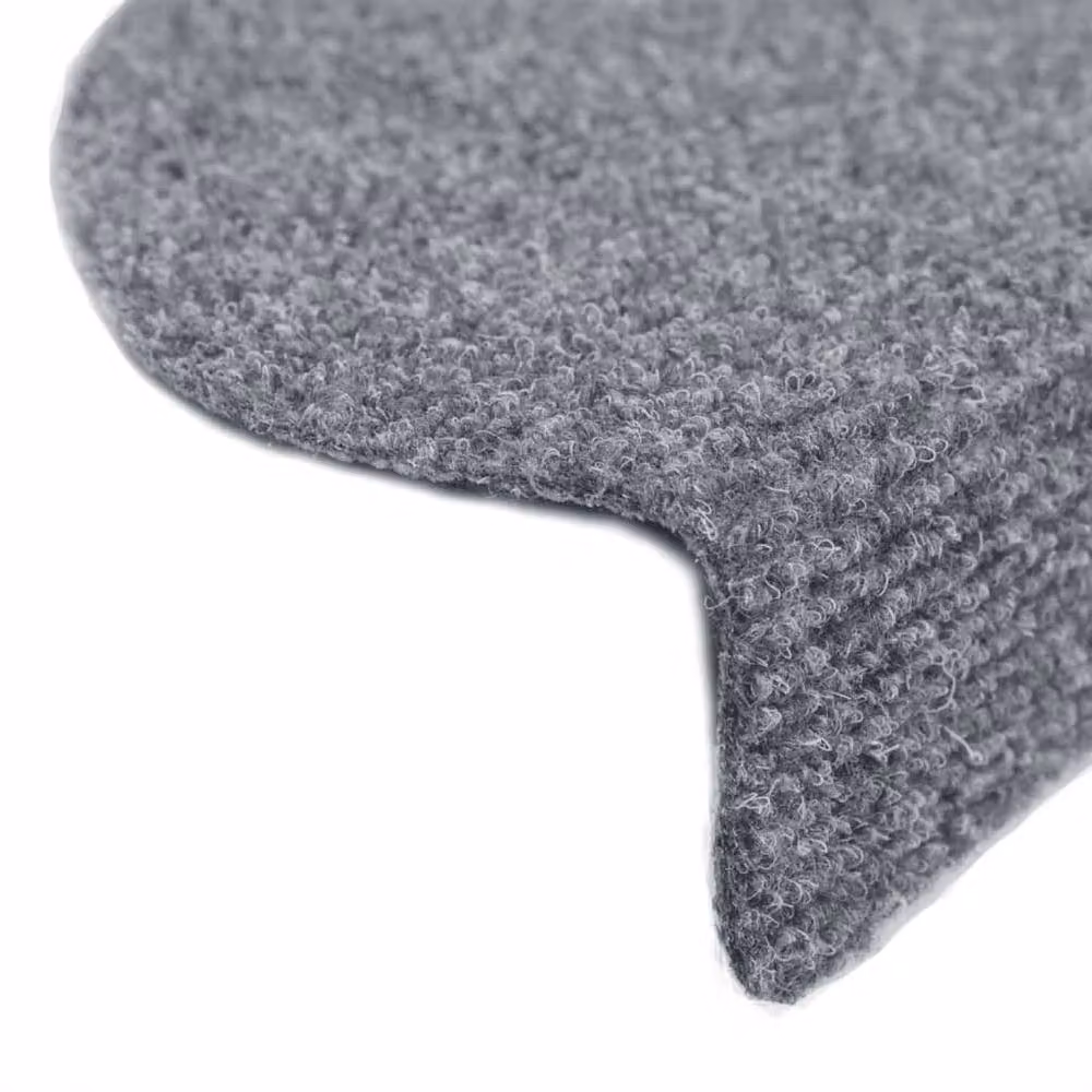 Berkfield Home Self-adhesive Needle Punch Stair Mats, 10 Pieces, Light Grey, W: 65 cm, D: 21 cm, H: 4 cm – 3