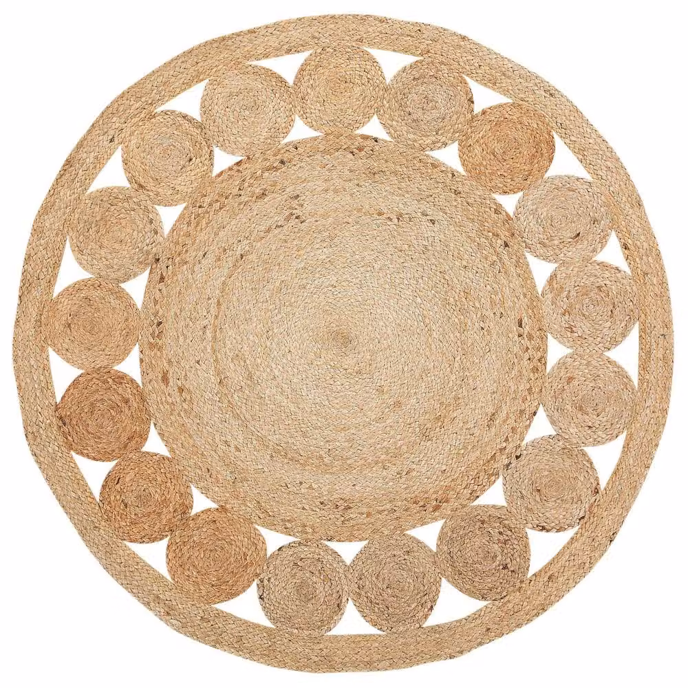 Wyld and Coco Beige Braided Jute Round Rug, Diameter: 120 cm – 2