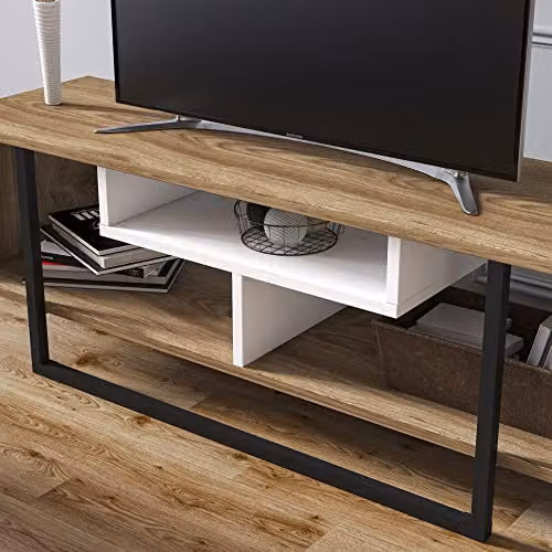 Decorotika Asal Media Unit for 55-Inch TVs, Black and White, W/D/H: 120 x 35 x 40 cm – 2
