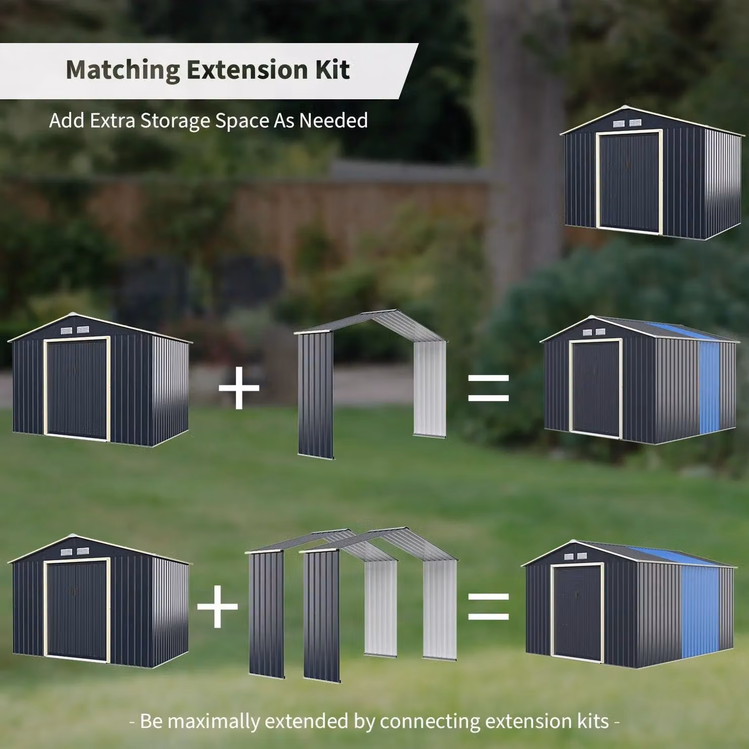 Costway Outdoor Storage Shed Extension Kit in Grey for 203 cm Shed Width – 3