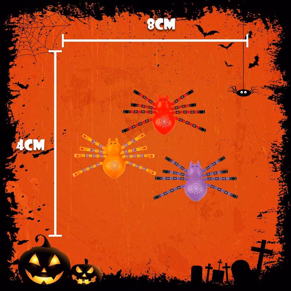 VFM e-Store Halloween Spooky Jointed Legs Spider in Red, Orange and Purple, 12 Pack – 2