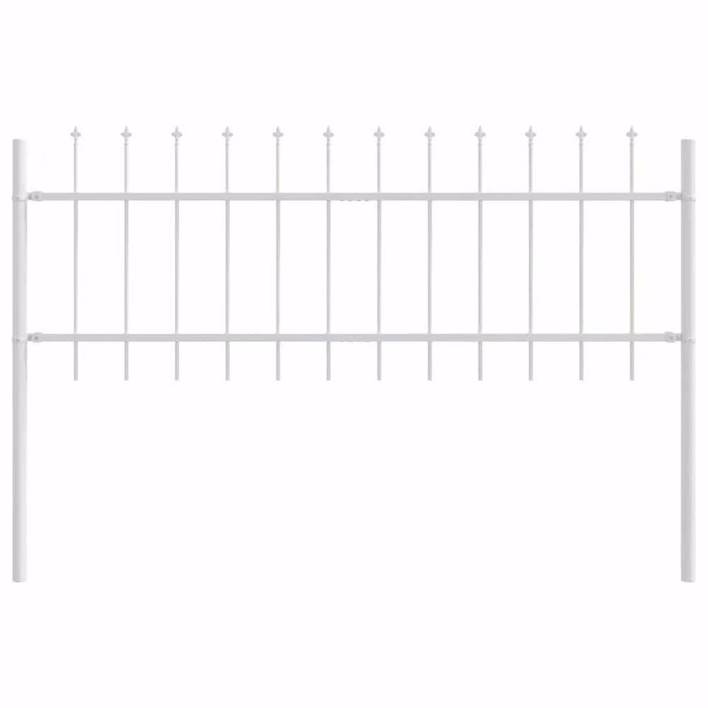Berkfield Home White Steel Garden Fence with Spear Top, H: 170 cm, W: 60 cm – 2